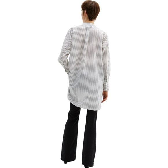 NILI LOTAN Loria Tunic Shirt Dress WITH ORIGINAL TAG Linen Cotton Stripe Size M - Picture 5 of 16